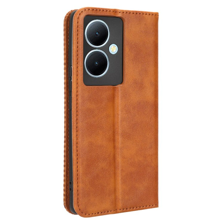 Wallet Leather Cover for vivo Y78+ 5G / Y78 5G / V29 Lite 5G Stand Wallet Retro Magnetic Closure Smartphone Case - Brown