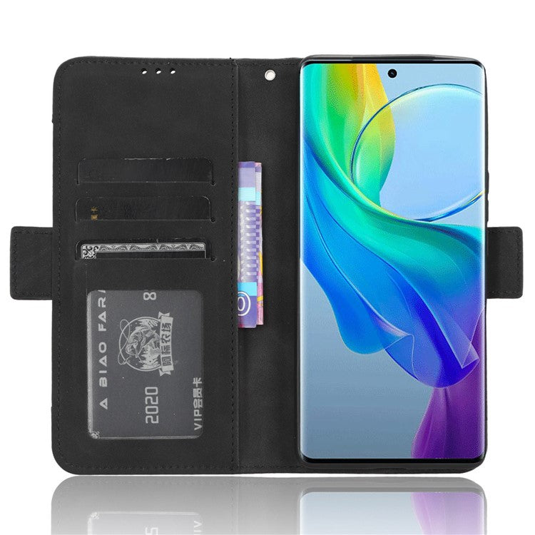 For vivo Y78+ 5G / Y78 5G / V29 Lite 5G Multiple Card Slots PU Leather Wallet Case Stand Phone Cover - Black