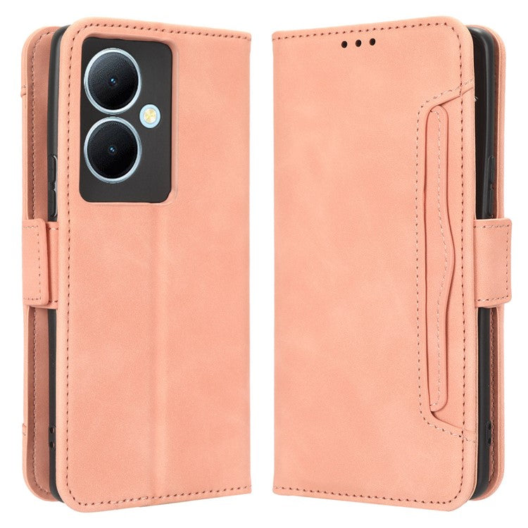 For vivo Y78+ 5G / Y78 5G / V29 Lite 5G Multiple Card Slots PU Leather Wallet Case Stand Phone Cover - Pink