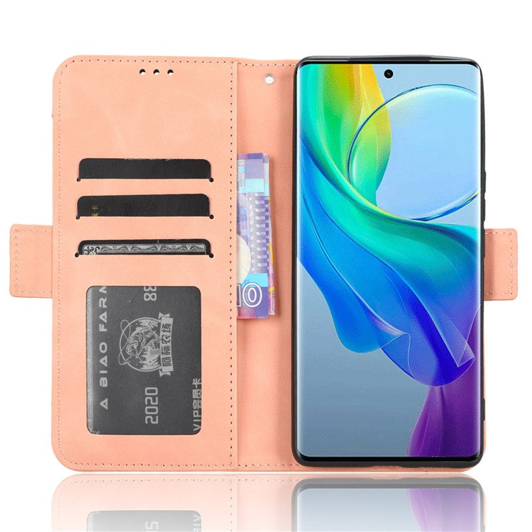 For vivo Y78+ 5G / Y78 5G / V29 Lite 5G Multiple Card Slots PU Leather Wallet Case Stand Phone Cover - Pink