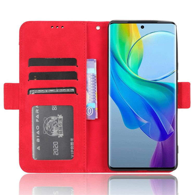 For vivo Y78+ 5G / Y78 5G / V29 Lite 5G Multiple Card Slots PU Leather Wallet Case Stand Phone Cover - Red