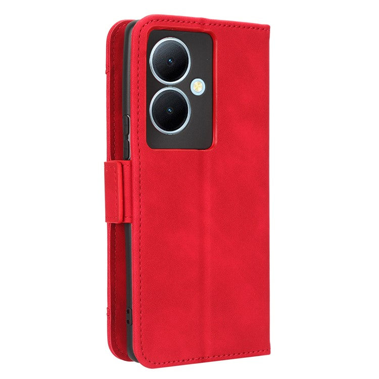 For vivo Y78+ 5G / Y78 5G / V29 Lite 5G Multiple Card Slots PU Leather Wallet Case Stand Phone Cover - Red