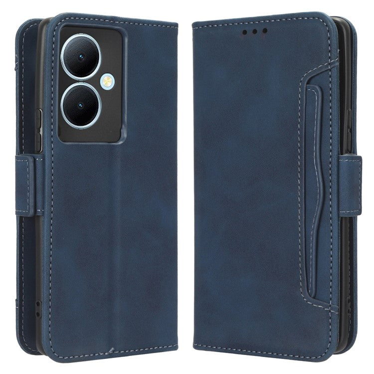 For vivo Y78+ 5G / Y78 5G / V29 Lite 5G Multiple Card Slots PU Leather Wallet Case Stand Phone Cover - Blue