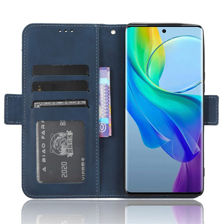 For vivo Y78+ 5G / Y78 5G / V29 Lite 5G Multiple Card Slots PU Leather Wallet Case Stand Phone Cover - Blue