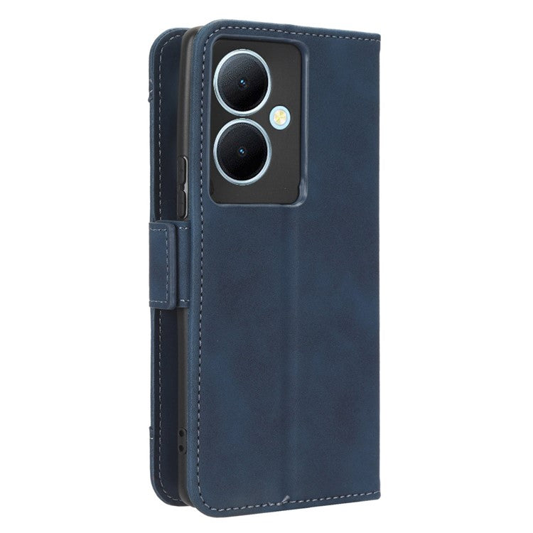 For vivo Y78+ 5G / Y78 5G / V29 Lite 5G Multiple Card Slots PU Leather Wallet Case Stand Phone Cover - Blue