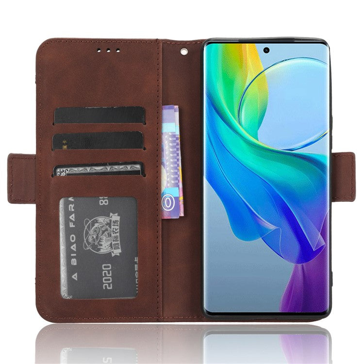 For vivo Y78+ 5G / Y78 5G / V29 Lite 5G Multiple Card Slots PU Leather Wallet Case Stand Phone Cover - Brown