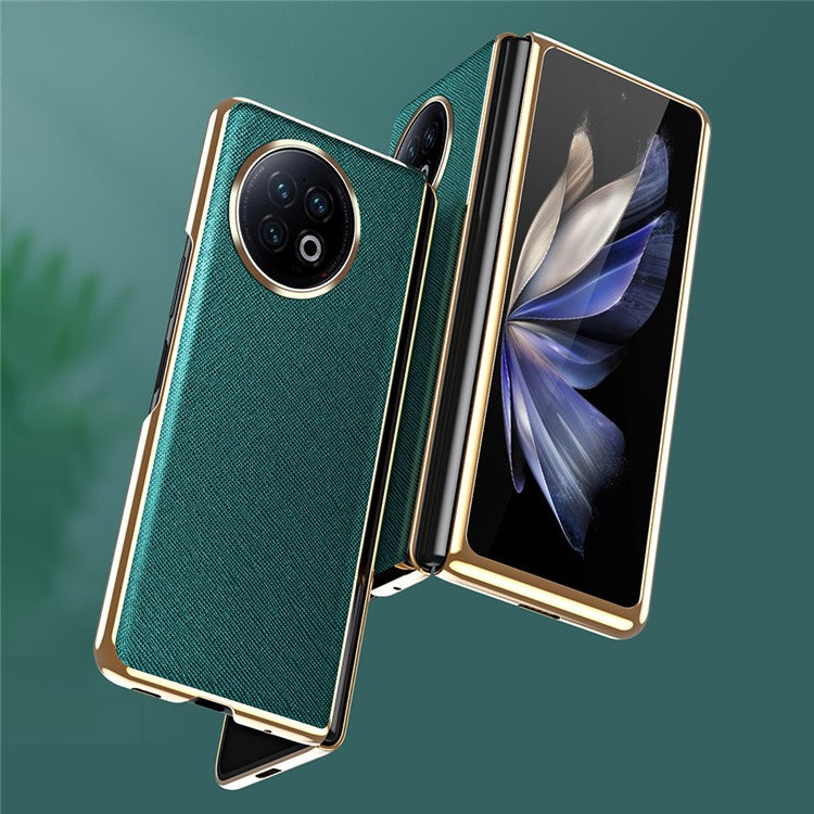 For vivo X Fold2 PU Leather+PC Phone Case Electroplating Frame Anti-Drop Protective Cover - Green