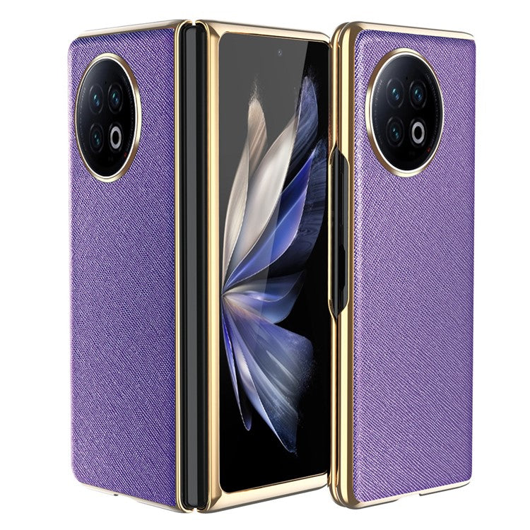 For vivo X Fold2 PU Leather+PC Phone Case Electroplating Frame Anti-Drop Protective Cover - Purple