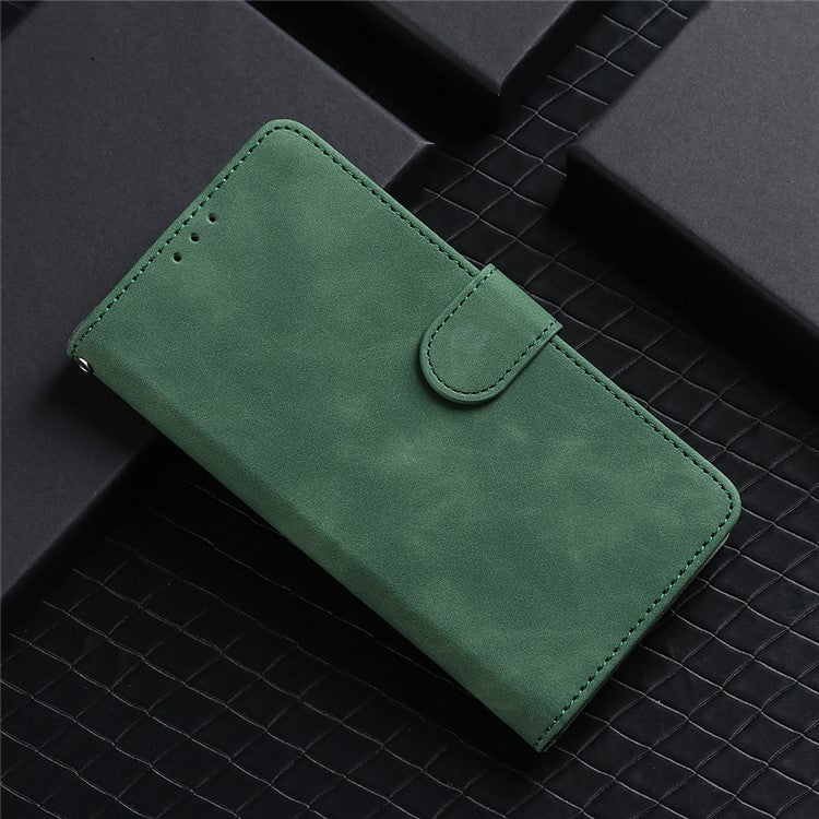 For vivo Y78+ 5G Skin-touch PU Leather Phone Cover Wallet Stand Full Protection Case - Green