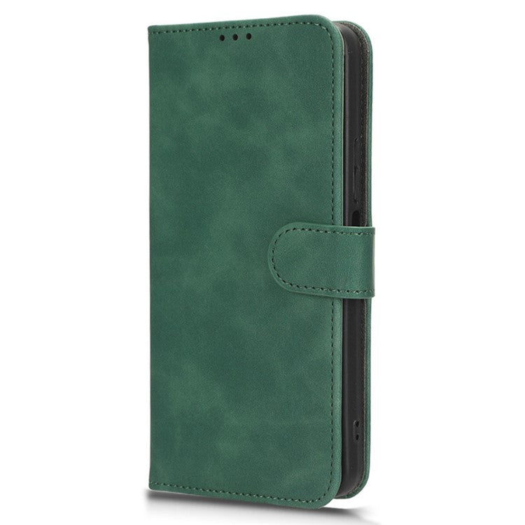 For vivo Y78+ 5G Skin-touch PU Leather Phone Cover Wallet Stand Full Protection Case - Green