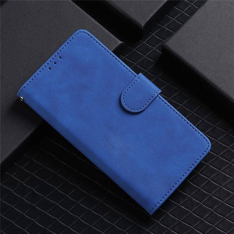 For vivo Y78+ 5G Skin-touch PU Leather Phone Cover Wallet Stand Full Protection Case - Blue