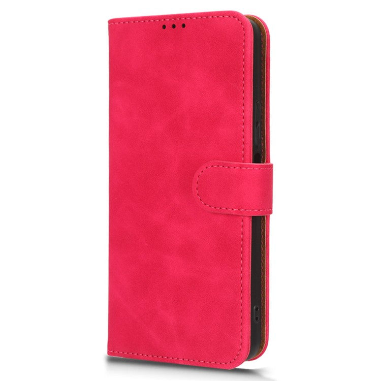 For vivo Y78+ 5G Skin-touch PU Leather Phone Cover Wallet Stand Full Protection Case - Rose