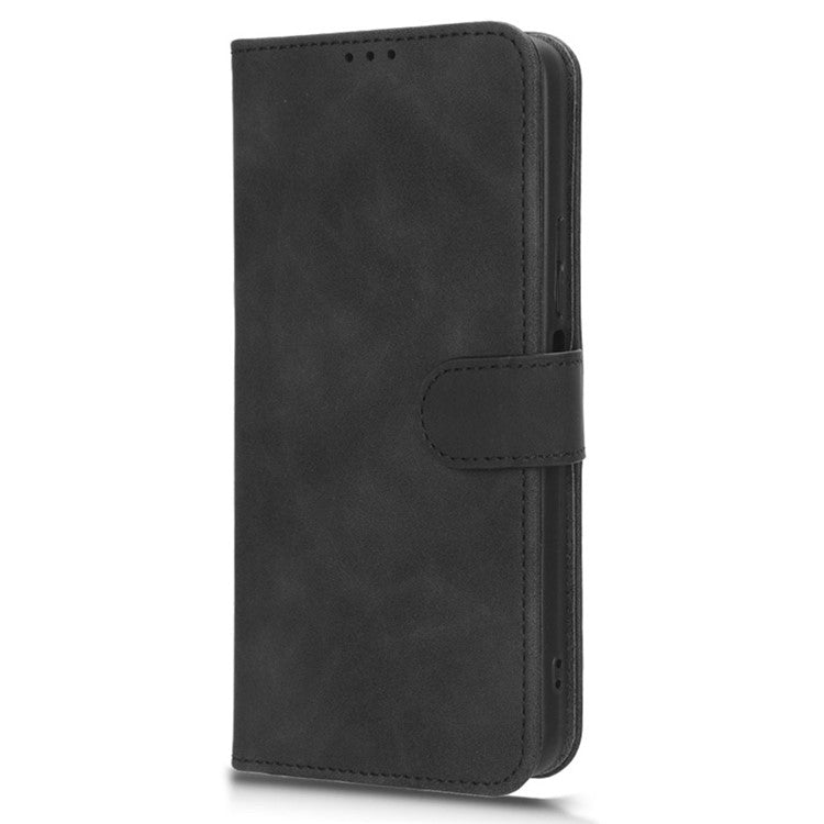 For vivo Y78+ 5G Skin-touch PU Leather Phone Cover Wallet Stand Full Protection Case - Black