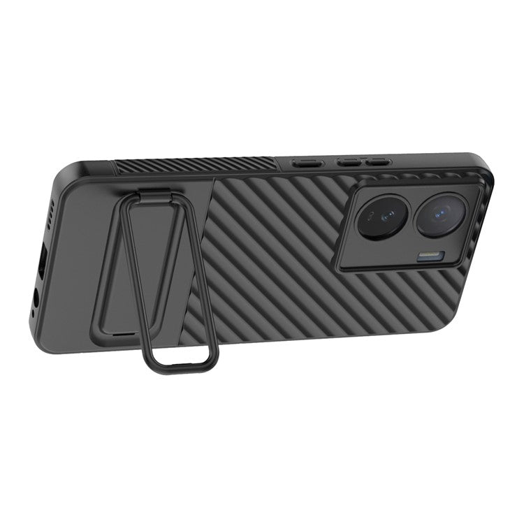 For vivo iQOO Z7 5G Anti-scratch Phone Case Kickstand TPU Back Cover - Black