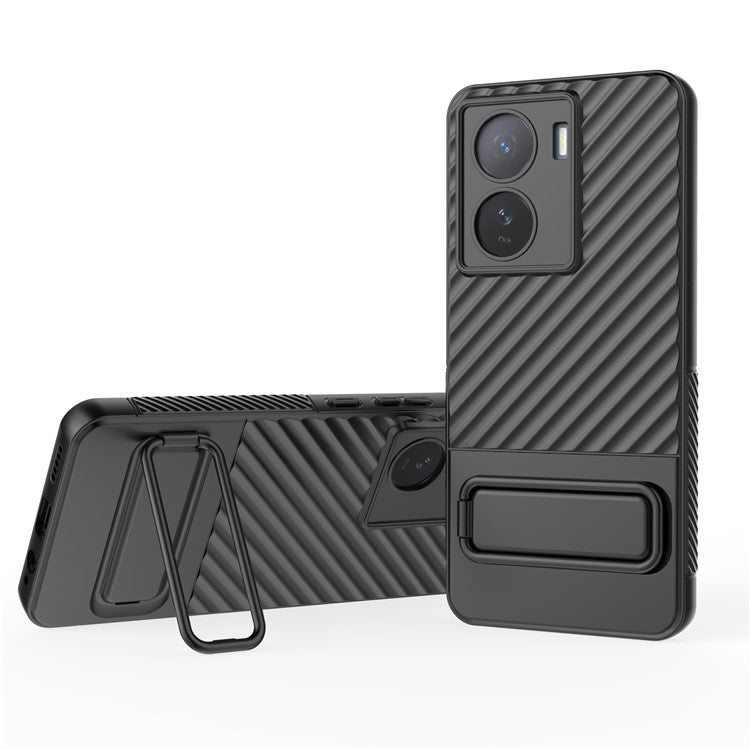 For vivo iQOO Z7 5G Anti-scratch Phone Case Kickstand TPU Back Cover - Black