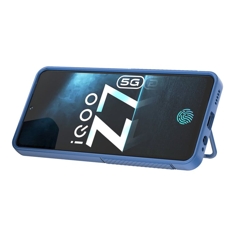 For vivo iQOO Z7 5G Anti-scratch Phone Case Kickstand TPU Back Cover - Baby Blue