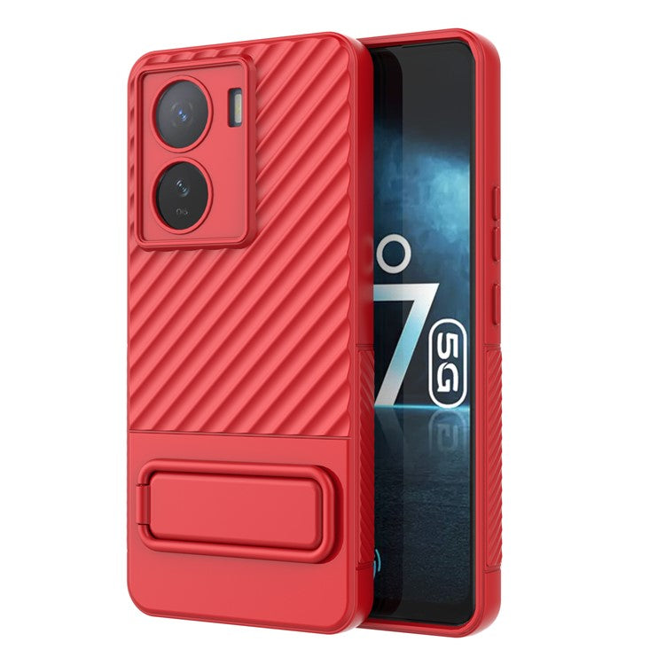 For vivo iQOO Z7 5G Anti-scratch Phone Case Kickstand TPU Back Cover - Red