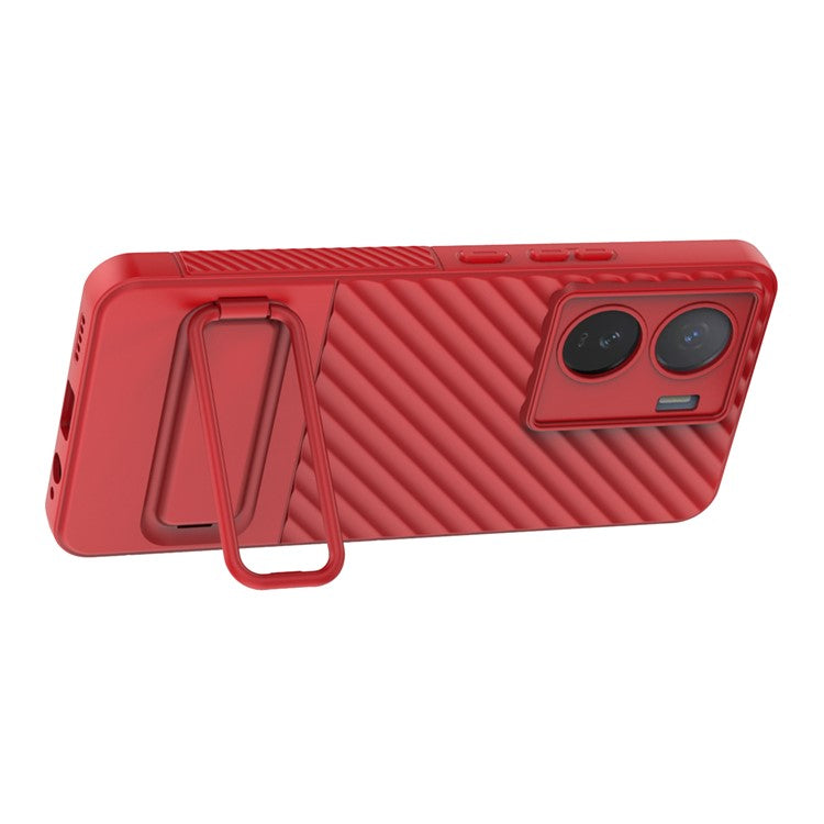 For vivo iQOO Z7 5G Anti-scratch Phone Case Kickstand TPU Back Cover - Red