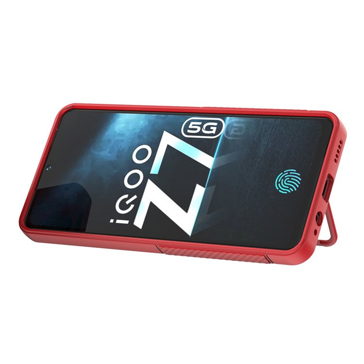 For vivo iQOO Z7 5G Anti-scratch Phone Case Kickstand TPU Back Cover - Red