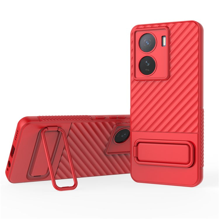 For vivo iQOO Z7 5G Anti-scratch Phone Case Kickstand TPU Back Cover - Red