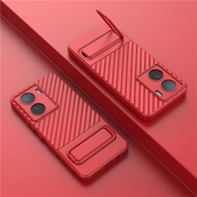 For vivo iQOO Z7 5G Anti-scratch Phone Case Kickstand TPU Back Cover - Red