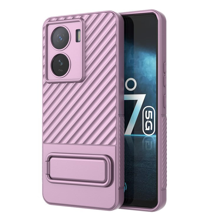 For vivo iQOO Z7 5G Anti-scratch Phone Case Kickstand TPU Back Cover - Light Purple