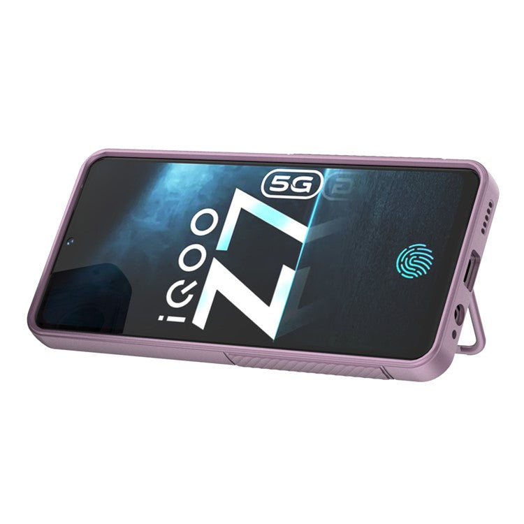 For vivo iQOO Z7 5G Anti-scratch Phone Case Kickstand TPU Back Cover - Light Purple