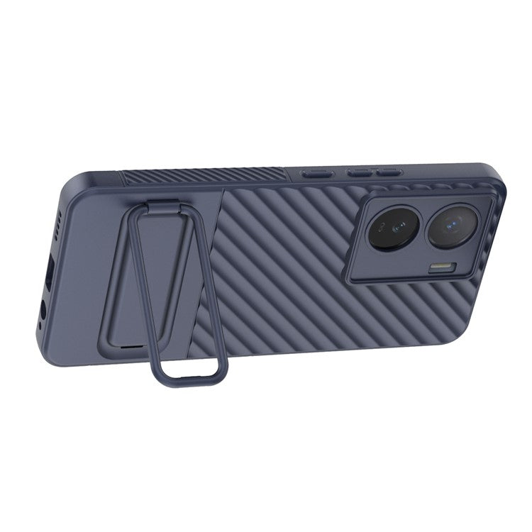 For vivo iQOO Z7 5G Anti-scratch Phone Case Kickstand TPU Back Cover - Dark Blue