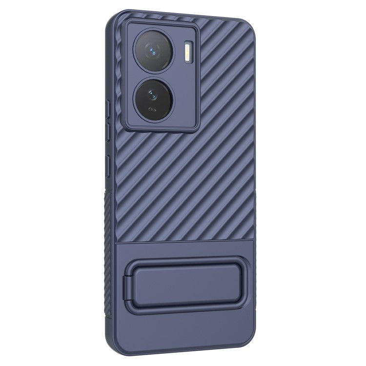 For vivo iQOO Z7 5G Anti-scratch Phone Case Kickstand TPU Back Cover - Dark Blue