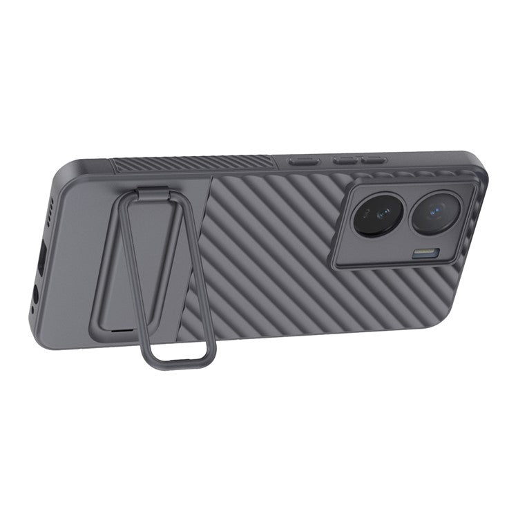 For vivo iQOO Z7 5G Anti-scratch Phone Case Kickstand TPU Back Cover - Grey