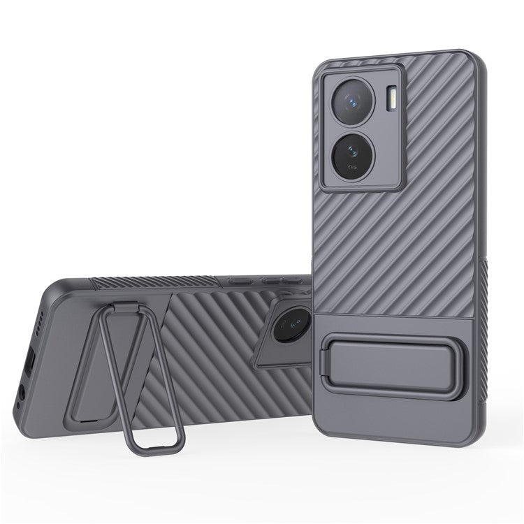 For vivo iQOO Z7 5G Anti-scratch Phone Case Kickstand TPU Back Cover - Grey