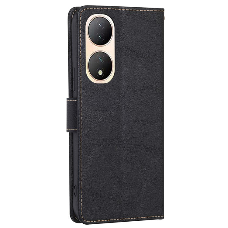 Phone Case for vivo Y100 5G Cowhide Texture PU Leather Flip Cover RFID Blocking Wallet Phone Shell - Black