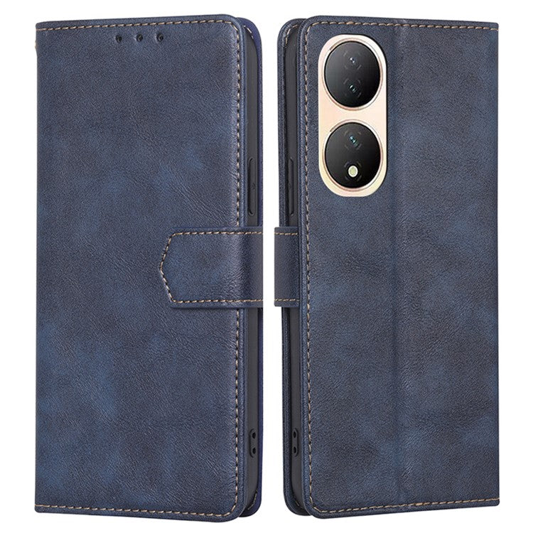 Phone Case for vivo Y100 5G Cowhide Texture PU Leather Flip Cover RFID Blocking Wallet Phone Shell - Blue