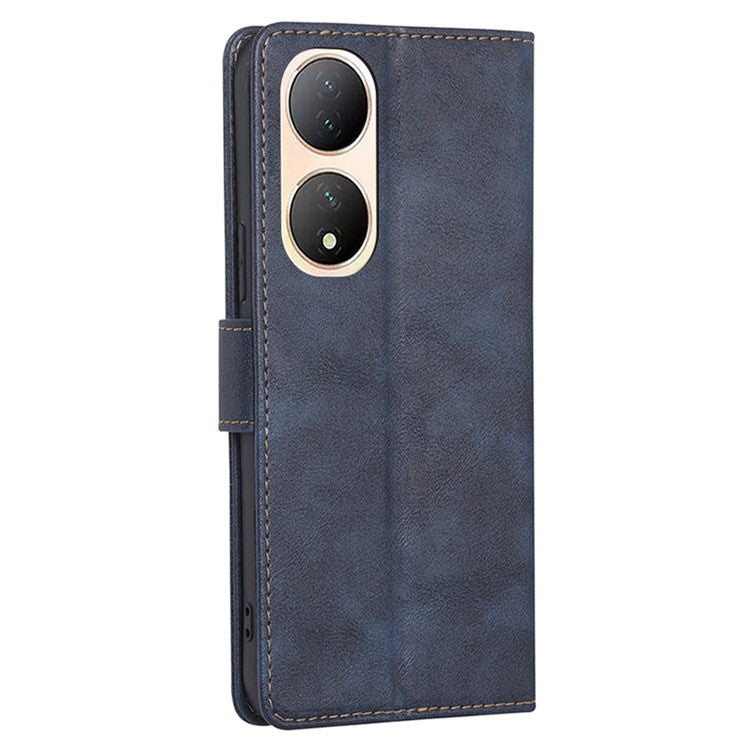 Phone Case for vivo Y100 5G Cowhide Texture PU Leather Flip Cover RFID Blocking Wallet Phone Shell - Blue