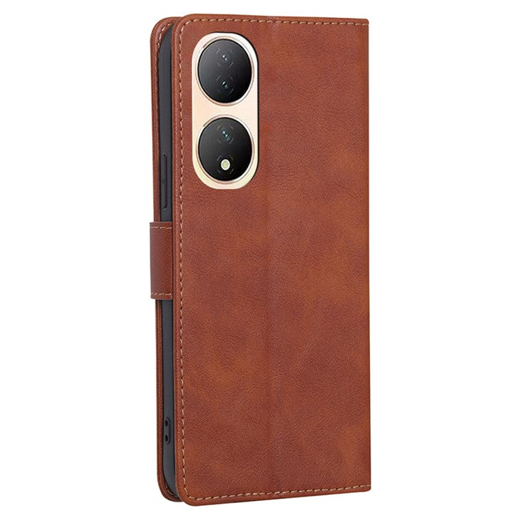 Phone Case for vivo Y100 5G Cowhide Texture PU Leather Flip Cover RFID Blocking Wallet Phone Shell - Brown