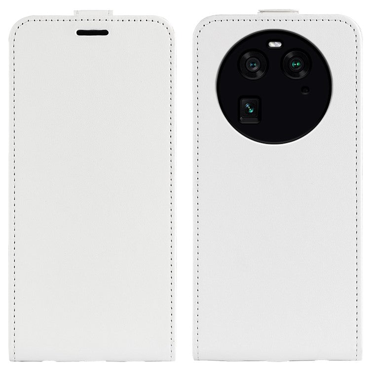 Vertical Flip Phone Case for Oppo Find X6 PU Leather Crazy Horse Texture Card Slot Cover - White