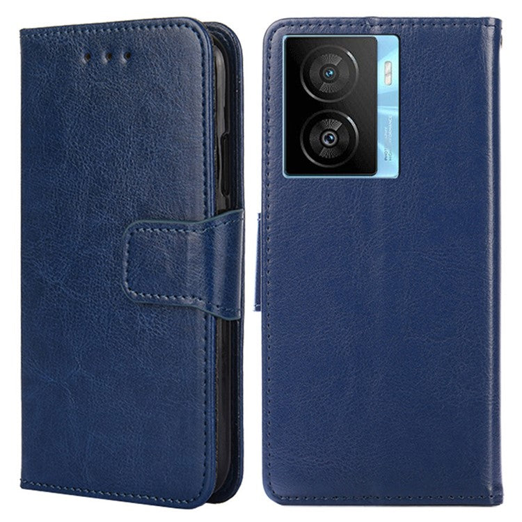 For vivo iQOO Z7x 5G Phone Shockproof Case Textured PU Leather Wallet Stand Mobile Cover - Sapphire