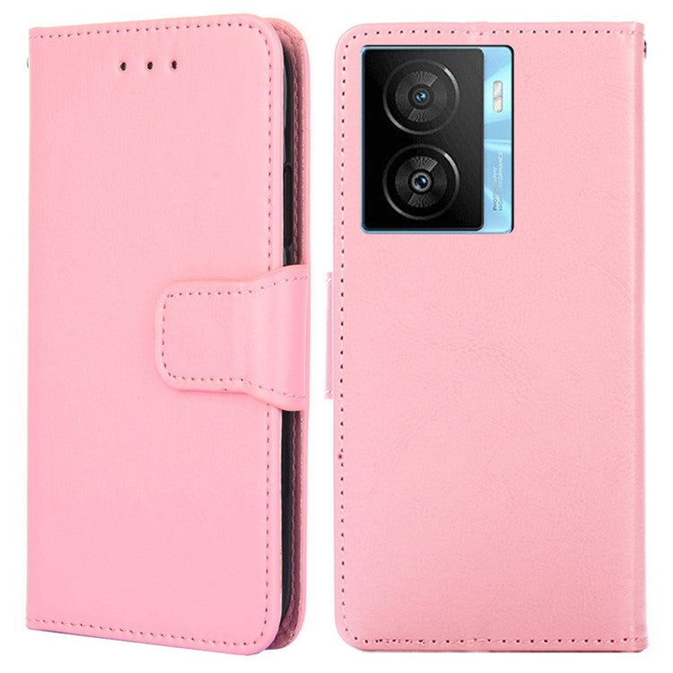 For vivo iQOO Z7x 5G Phone Shockproof Case Textured PU Leather Wallet Stand Mobile Cover - Pink