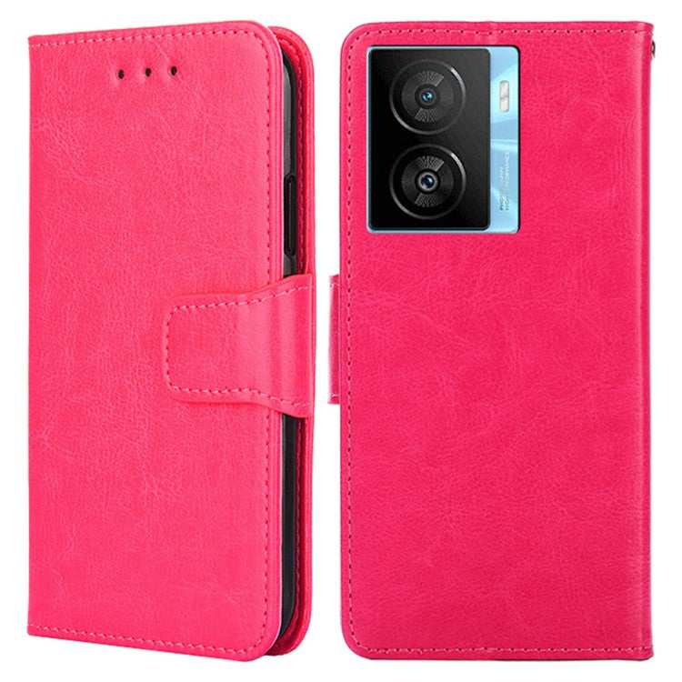 For vivo iQOO Z7x 5G Phone Shockproof Case Textured PU Leather Wallet Stand Mobile Cover - Rose