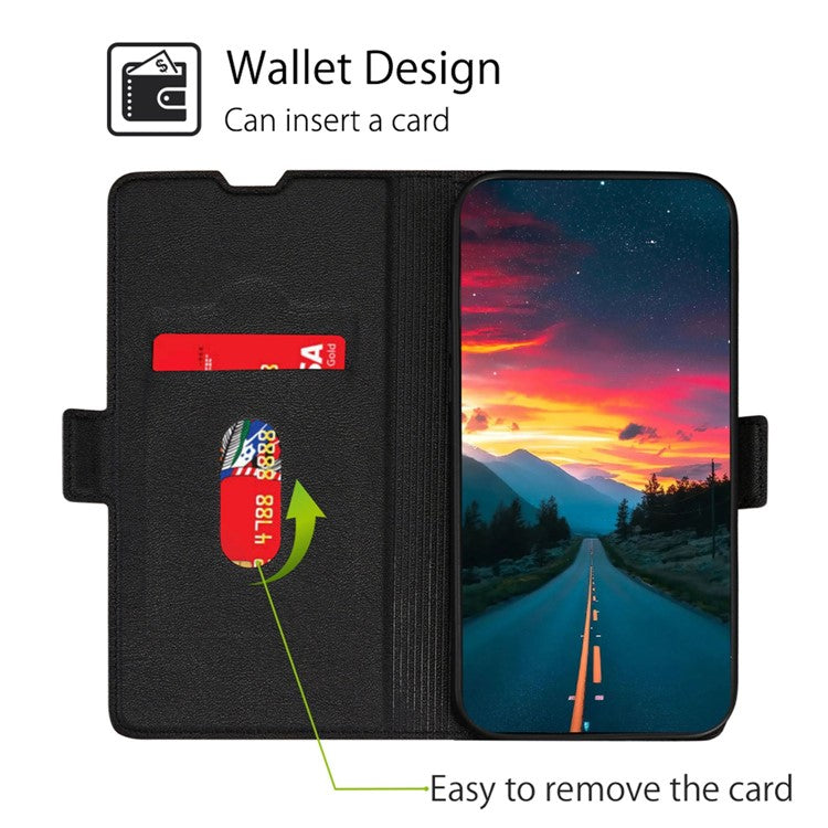 For vivo iQOO Z7x 5G Scratch Resistant PU Leather Smartphone Case with Card Slot Phone Stand Cover - Black