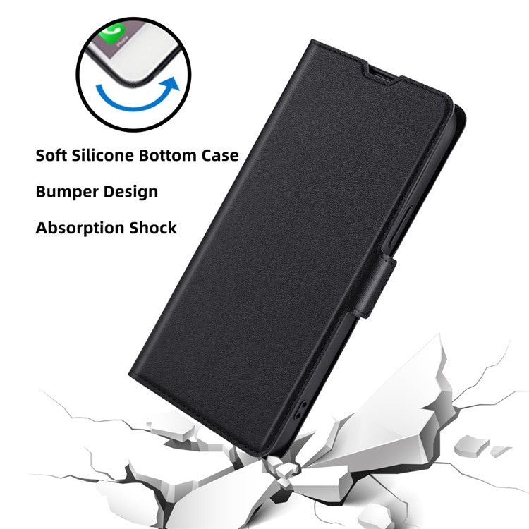 For vivo iQOO Z7x 5G Scratch Resistant PU Leather Smartphone Case with Card Slot Phone Stand Cover - Black