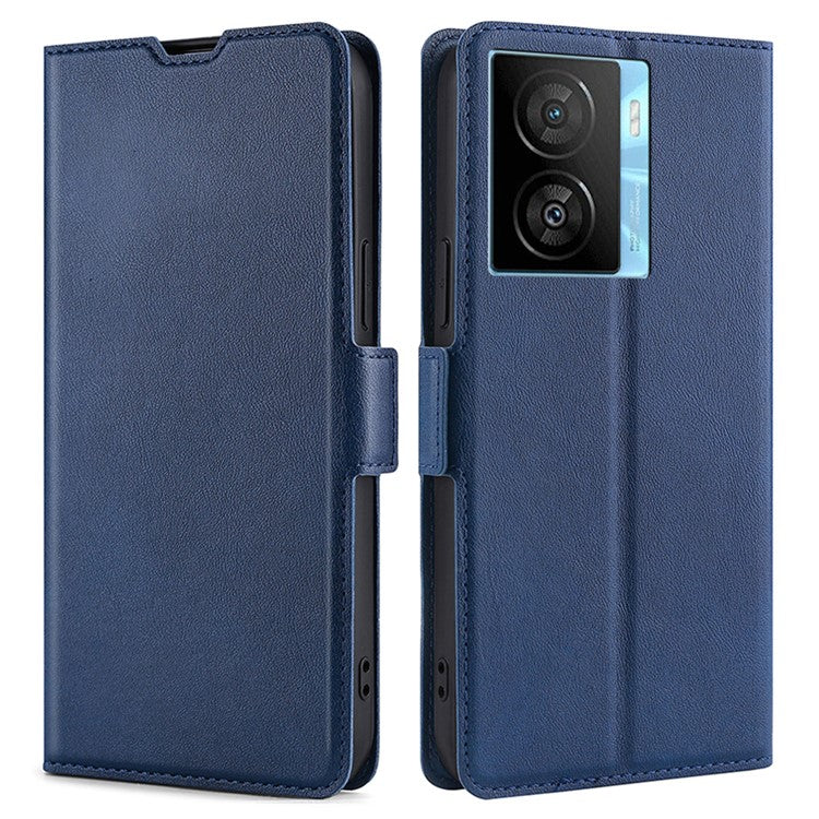 For vivo iQOO Z7x 5G Scratch Resistant PU Leather Smartphone Case with Card Slot Phone Stand Cover - Blue