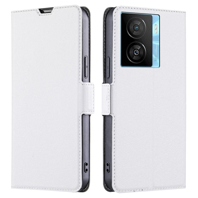 For vivo iQOO Z7x 5G Scratch Resistant PU Leather Smartphone Case with Card Slot Phone Stand Cover - White