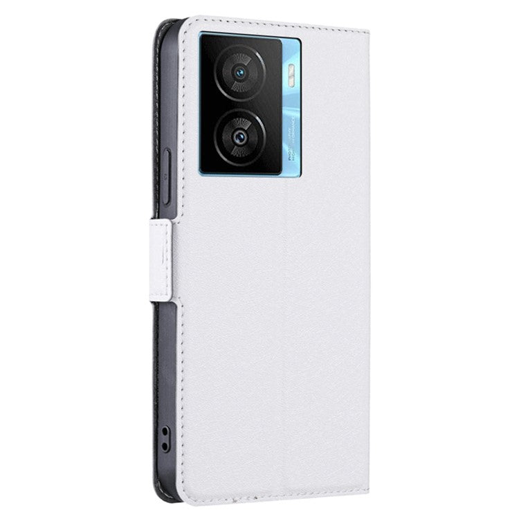 For vivo iQOO Z7x 5G Scratch Resistant PU Leather Smartphone Case with Card Slot Phone Stand Cover - White