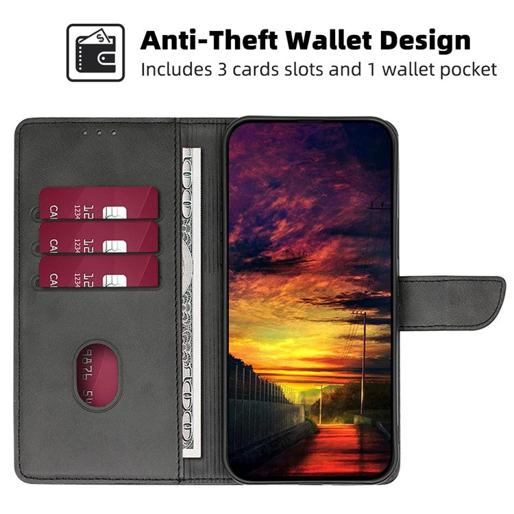 Wallet Folio Cover for vivo iQOO Z7x 5G Calf Texture PU Leather Drop Proof Flip Stand Phone Case - Black