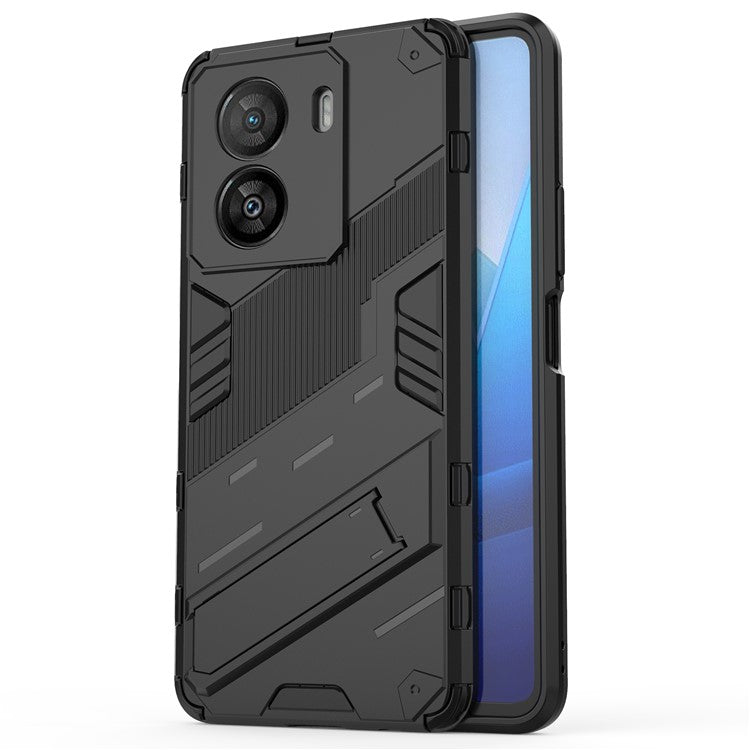 For vivo iQOO Z7x 5G Hard PC + Flexible TPU Phone Case Shockproof Back Cover with Kickstand - Black