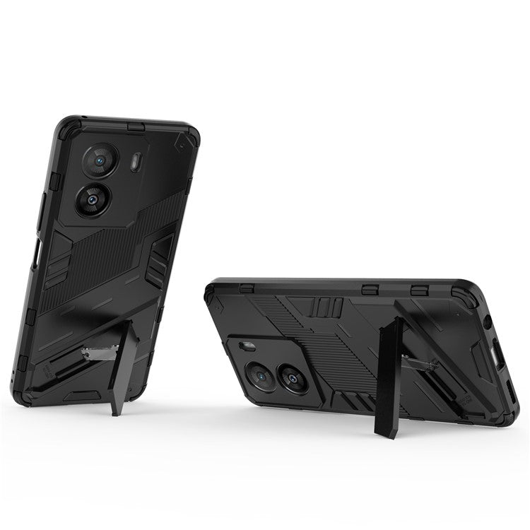 For vivo iQOO Z7x 5G Hard PC + Flexible TPU Phone Case Shockproof Back Cover with Kickstand - Black