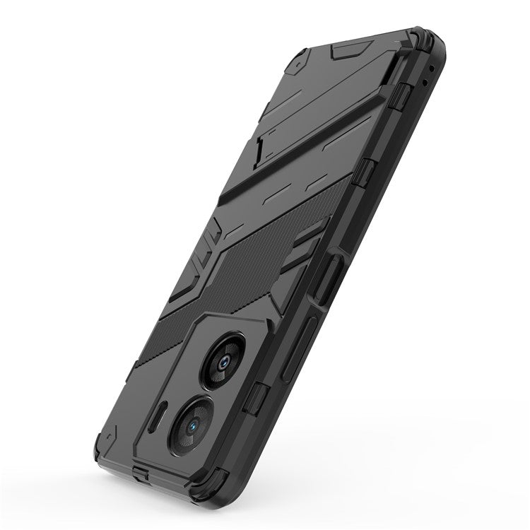 For vivo iQOO Z7x 5G Hard PC + Flexible TPU Phone Case Shockproof Back Cover with Kickstand - Black