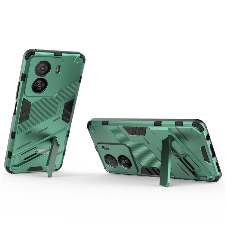 For vivo iQOO Z7x 5G Hard PC + Flexible TPU Phone Case Shockproof Back Cover with Kickstand - Green