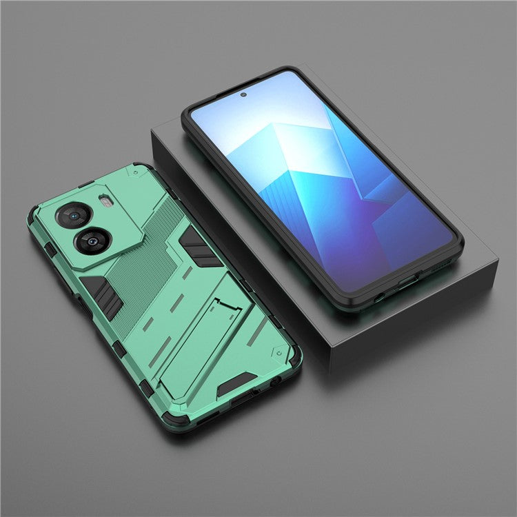 For vivo iQOO Z7x 5G Hard PC + Flexible TPU Phone Case Shockproof Back Cover with Kickstand - Green